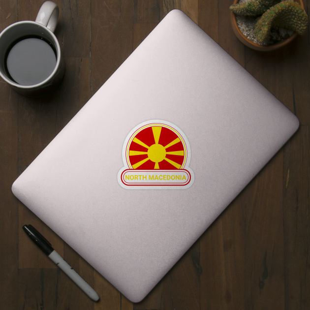 North Macedonia Country Badge - North Macedonia Flag by Yesteeyear